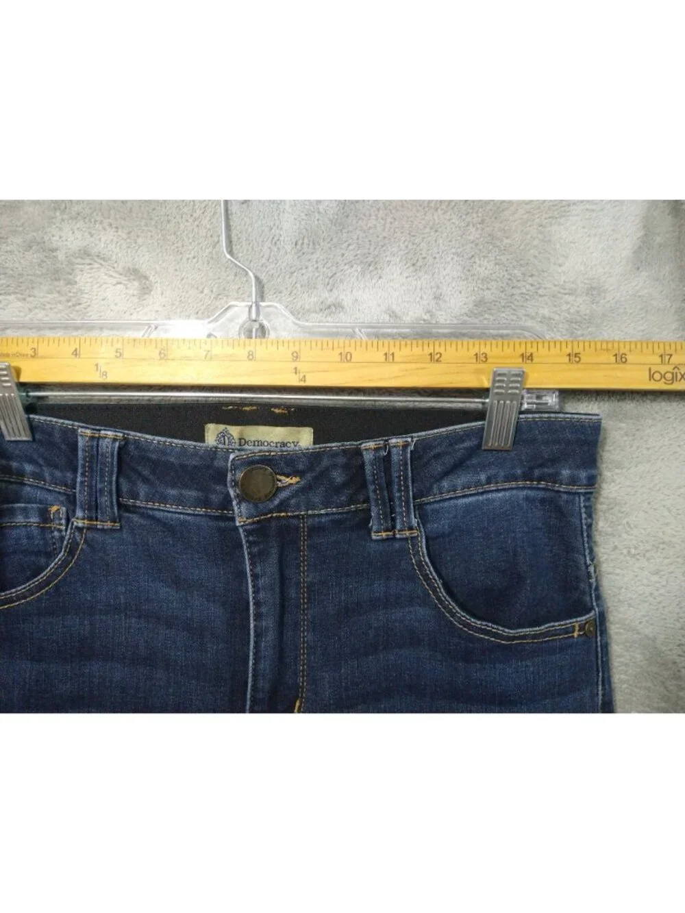 Democracy Jeans Womens 8 Blue Denim Ab Technology Boot Cut Mid Rise Dark Wash